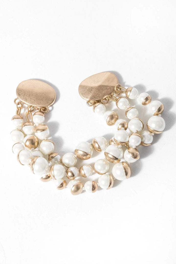 Half Moon Pearl Statement Bracelet White