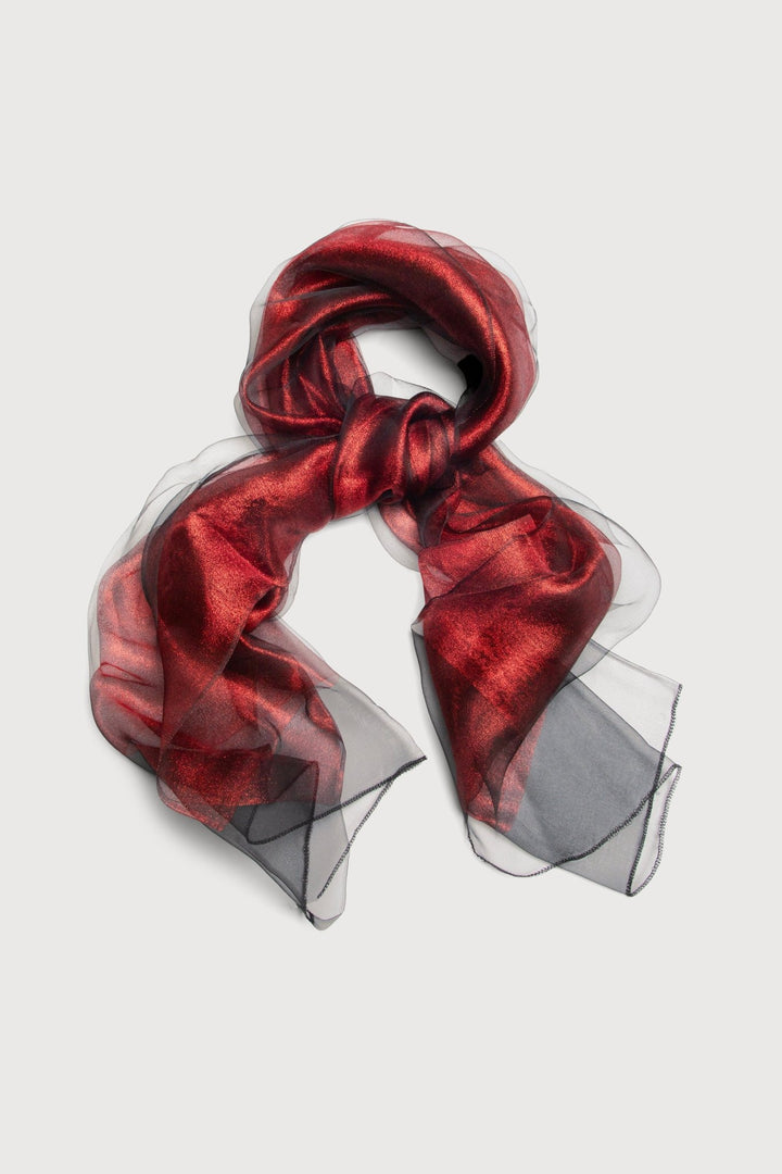 Solid Glitz Silk Scarf Dark Red