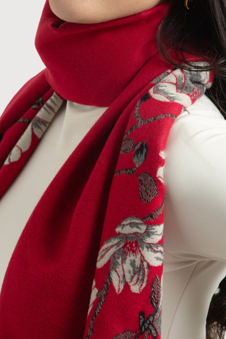 Garden Reversible Scarf Crimson