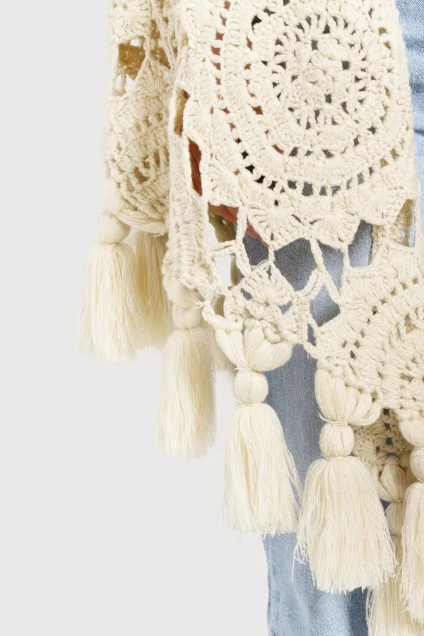 Crocheted Sunshine Shawl Ivory