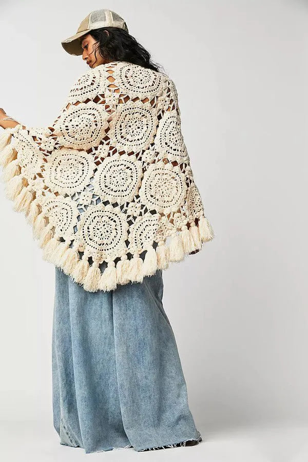 Crocheted Sunshine Shawl Ivory