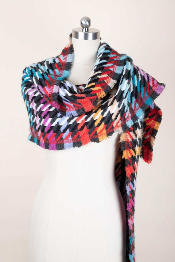 Woven Rainbow Accented Scarf Dark Multi